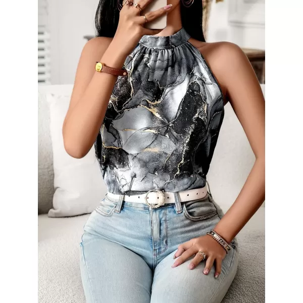 WDIRARA Women's Leopard Print Halter Top Shirt Casual Button Sleeveless Vest