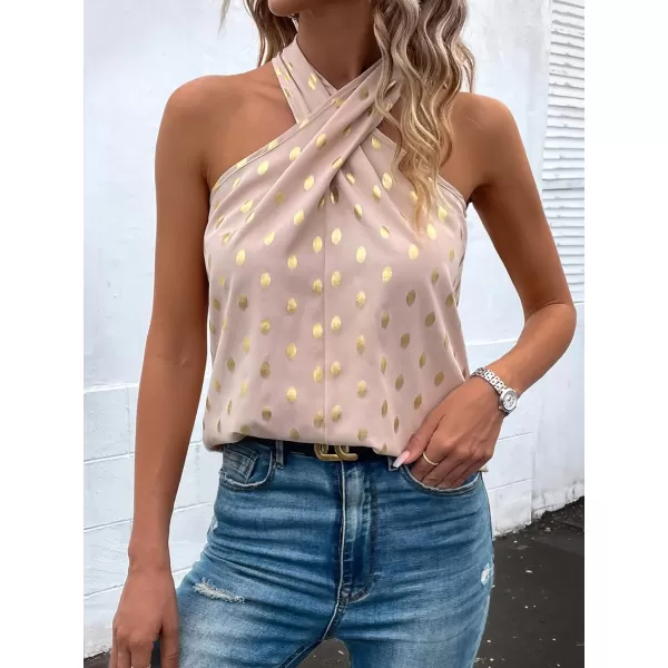 WDIRARA Women's Leopard Print Halter Top Shirt Casual Button Sleeveless Vest