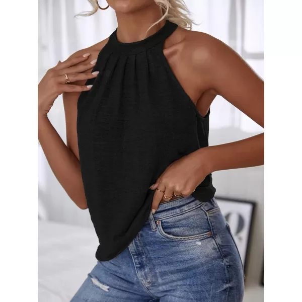 WDIRARA Women's Leopard Print Halter Top Shirt Casual Button Sleeveless Vest