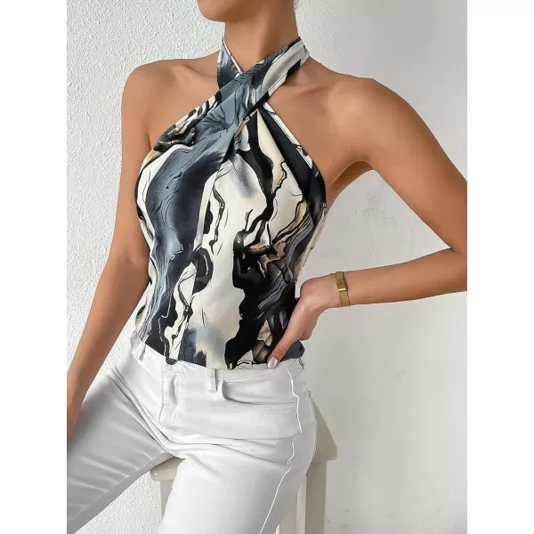 WDIRARA Women's Leopard Print Halter Top Shirt Casual Button Sleeveless Vest