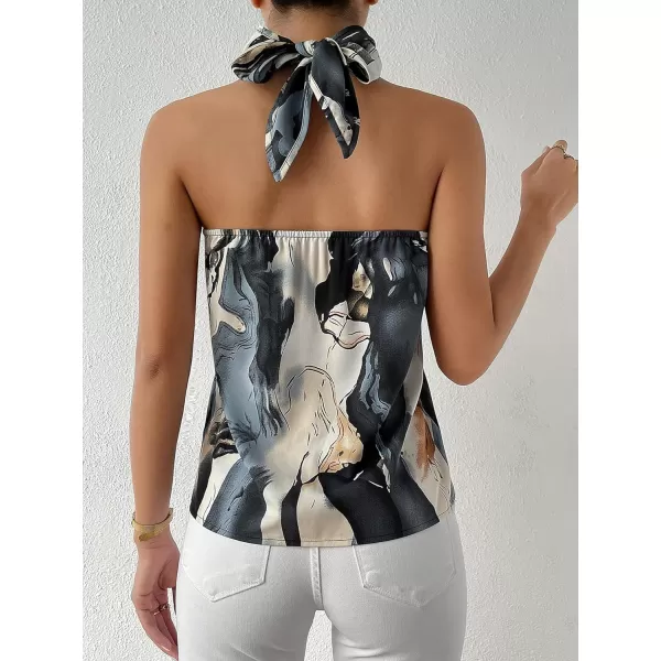 WDIRARA Women's Leopard Print Halter Top Shirt Casual Button Sleeveless Vest