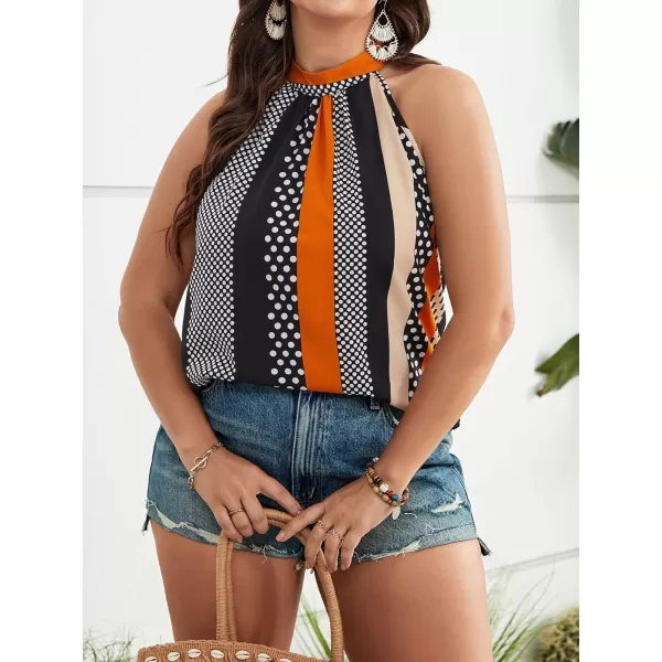 WDIRARA Women's Leopard Print Halter Top Shirt Casual Button Sleeveless Vest