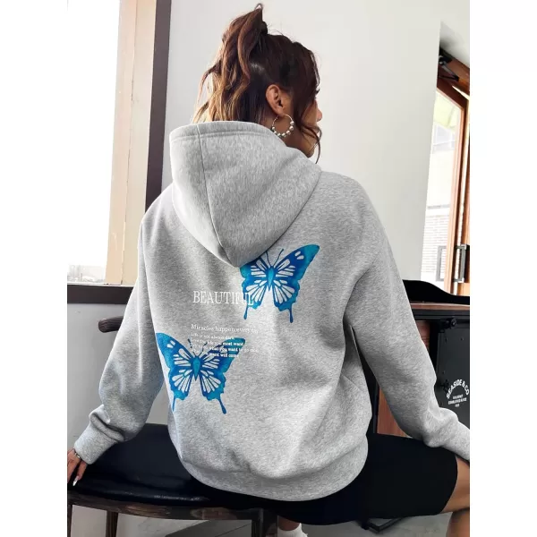 WDIRARA Women's Letter Graphic Drawstring Long Sleeve Pocket Oversized Hoodie