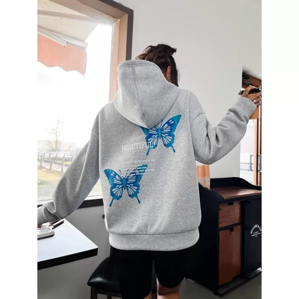 WDIRARA Women's Letter Graphic Drawstring Long Sleeve Pocket Oversized Hoodie