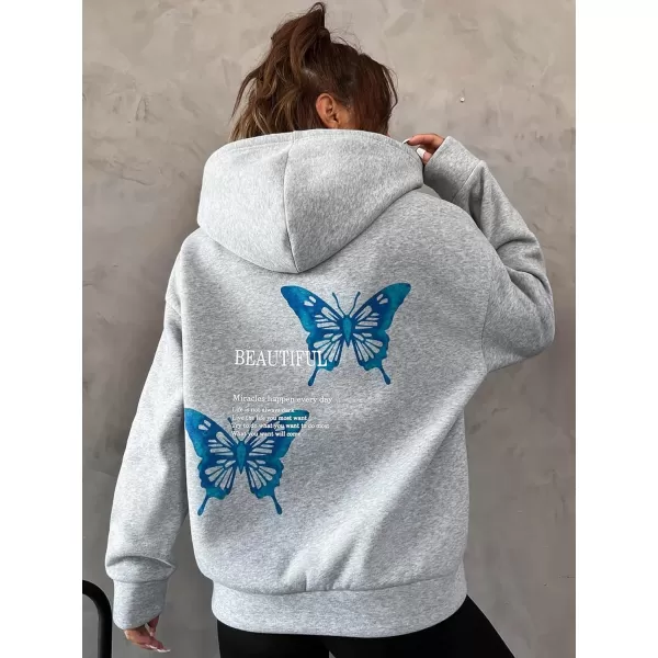 WDIRARA Women's Letter Graphic Drawstring Long Sleeve Pocket Oversized Hoodie