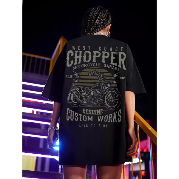 WDIRARA Women's Letter Graphic Print Oversized Round Neck Tee Half Sleeve T Shirt