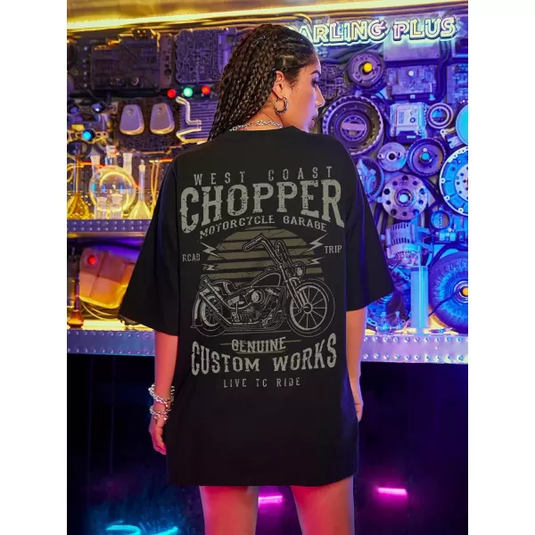 WDIRARA Women's Letter Graphic Print Oversized Round Neck Tee Half Sleeve T Shirt