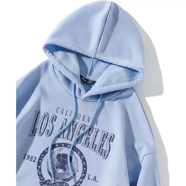 WDIRARA Women's Letter Graphic Print Pocket Drawstring Hoodie Sweatshirts Tops
