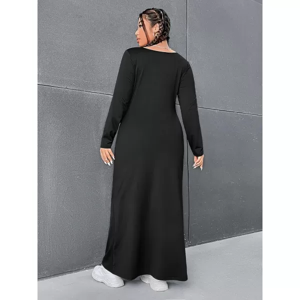 WDIRARA Women's Long Sleeve Basic Slit Daily Bodycon Slim Fit Casual Sweater Dress Midi Pencil Dress