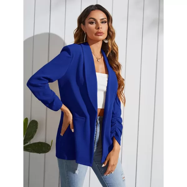 WDIRARA Women's Long Sleeve Open Front Blazer Casual Work Office Jacket