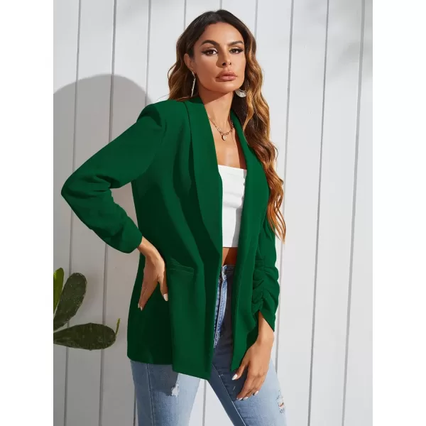 WDIRARA Women's Long Sleeve Open Front Blazer Casual Work Office Jacket