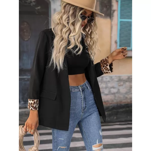 WDIRARA Women's Long Sleeve Open Front Blazer Casual Work Office Jacket