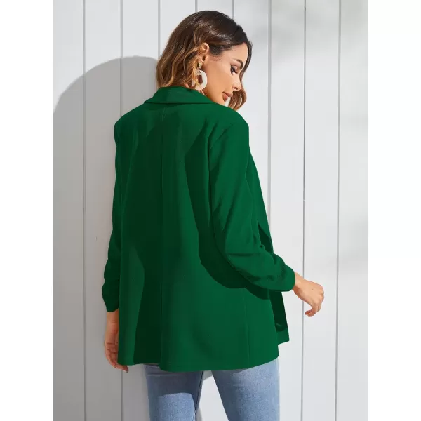 WDIRARA Women's Long Sleeve Open Front Blazer Casual Work Office Jacket