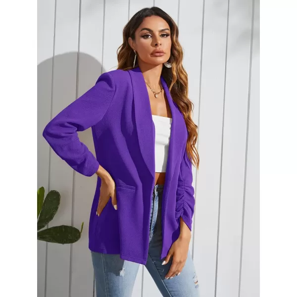 WDIRARA Women's Long Sleeve Open Front Blazer Casual Work Office Jacket