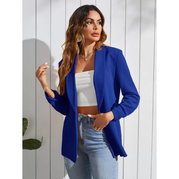 WDIRARA Women's Long Sleeve Open Front Blazer Casual Work Office Jacket