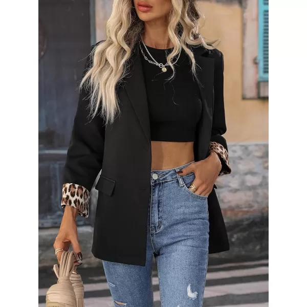 WDIRARA Women's Long Sleeve Open Front Blazer Casual Work Office Jacket
