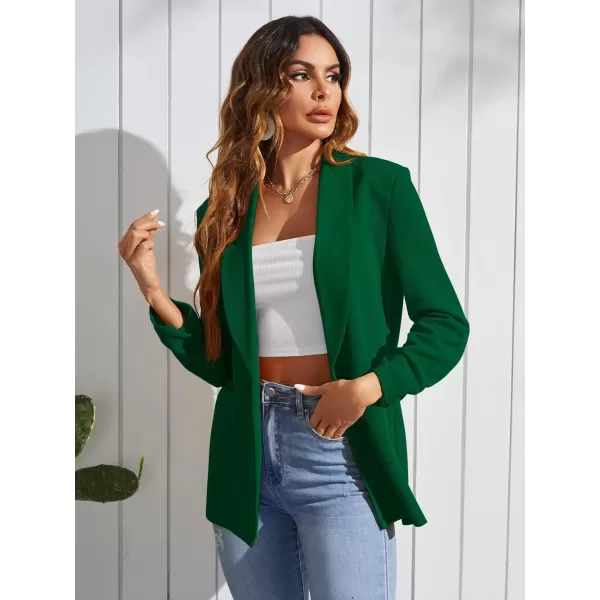 WDIRARA Women's Long Sleeve Open Front Blazer Casual Work Office Jacket