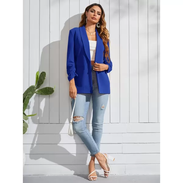 WDIRARA Women's Long Sleeve Open Front Blazer Casual Work Office Jacket