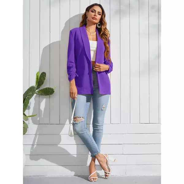 WDIRARA Women's Long Sleeve Open Front Blazer Casual Work Office Jacket