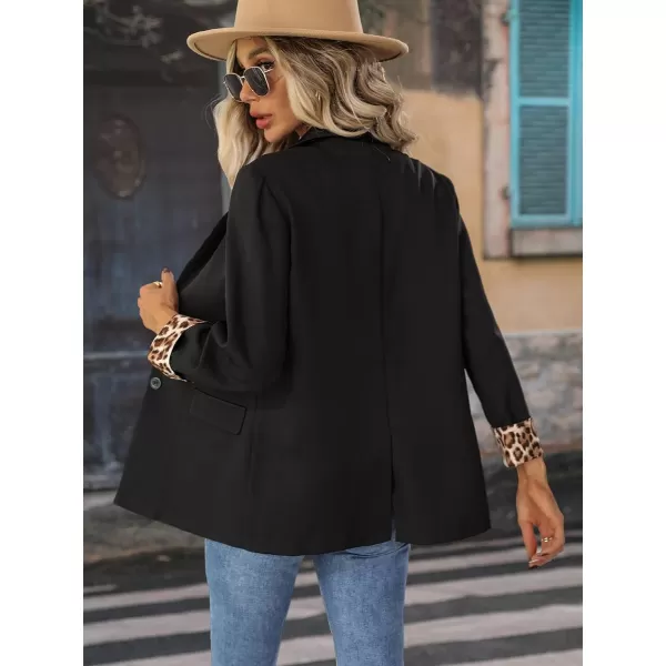 WDIRARA Women's Long Sleeve Open Front Blazer Casual Work Office Jacket