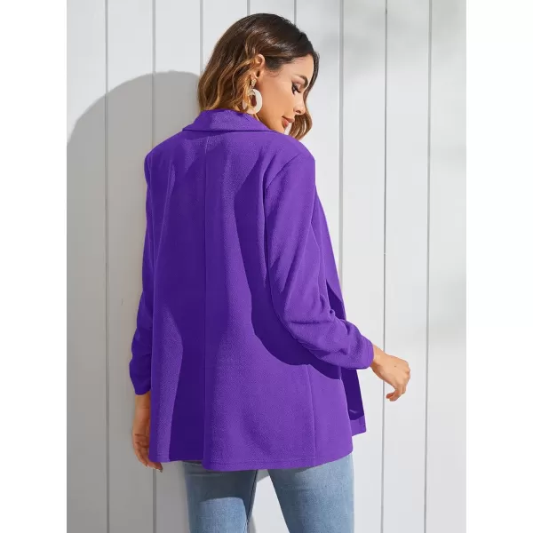 WDIRARA Women's Long Sleeve Open Front Blazer Casual Work Office Jacket