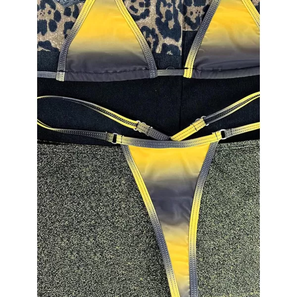 WDIRARA Women's Micro Halter Cheeky 3 Piece Thong Bikini Set with Mesh Cover Up Skirt
