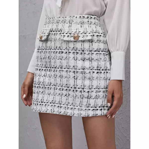 WDIRARA Women's Mid Waist Above Knee Casual Plaid Mini Skirt