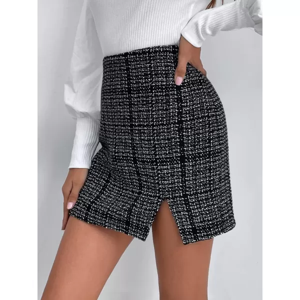WDIRARA Women's Mid Waist Above Knee Casual Plaid Mini Skirt