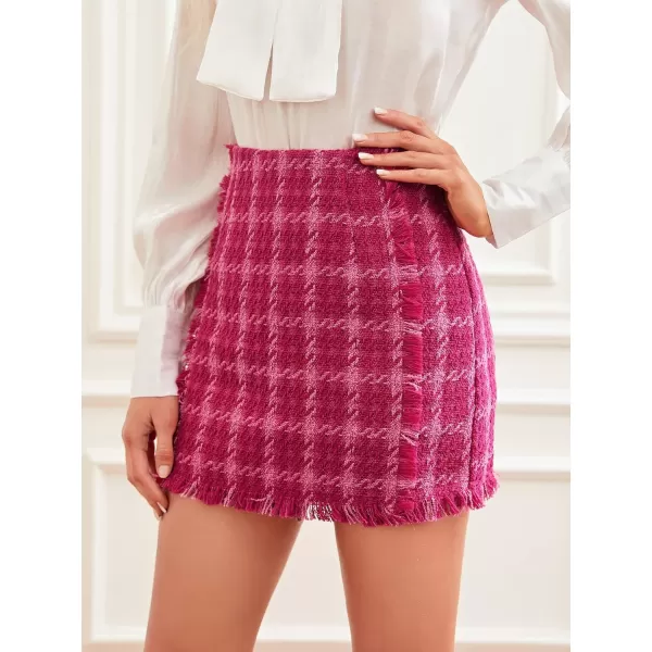 WDIRARA Women's Mid Waist Above Knee Casual Plaid Mini Skirt