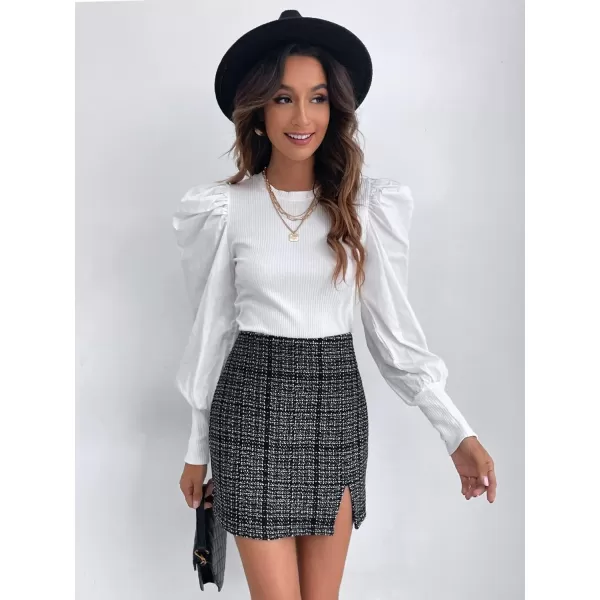 WDIRARA Women's Mid Waist Above Knee Casual Plaid Mini Skirt