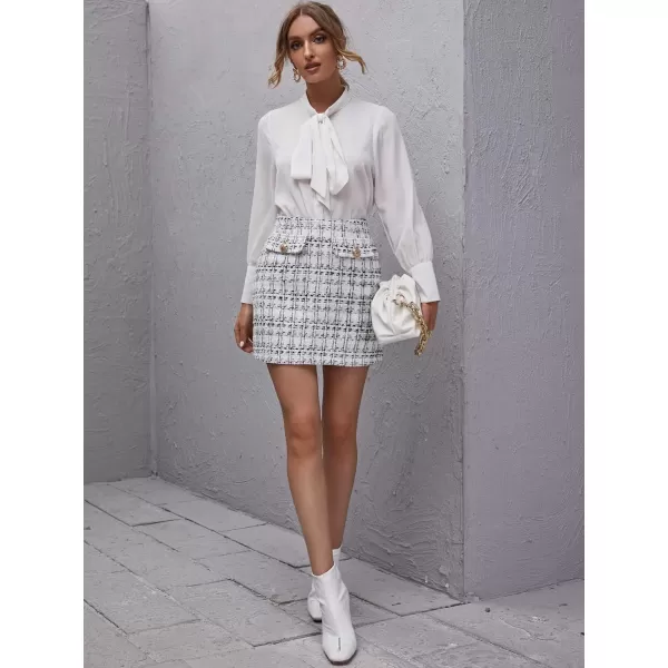 WDIRARA Women's Mid Waist Above Knee Casual Plaid Mini Skirt