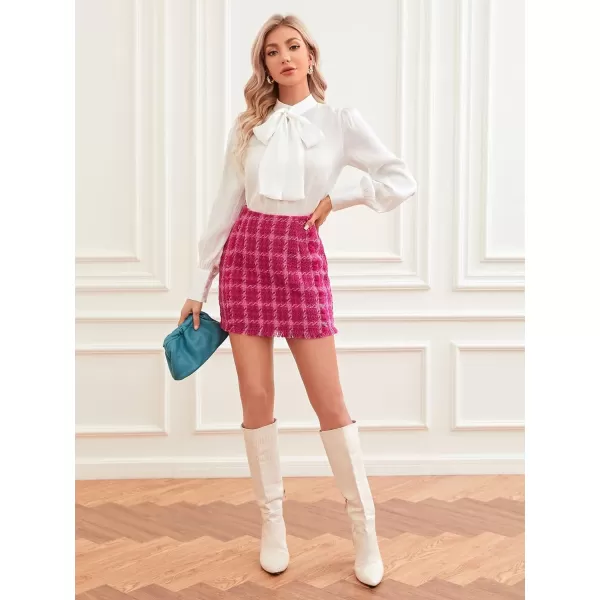 WDIRARA Women's Mid Waist Above Knee Casual Plaid Mini Skirt