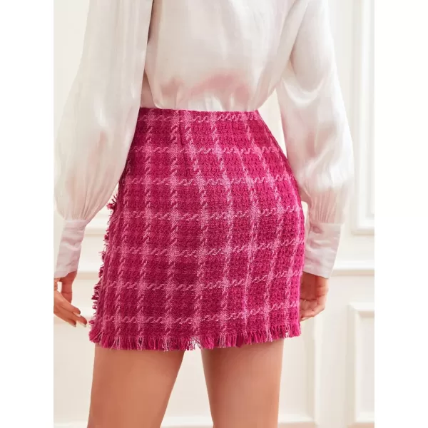 WDIRARA Women's Mid Waist Above Knee Casual Plaid Mini Skirt