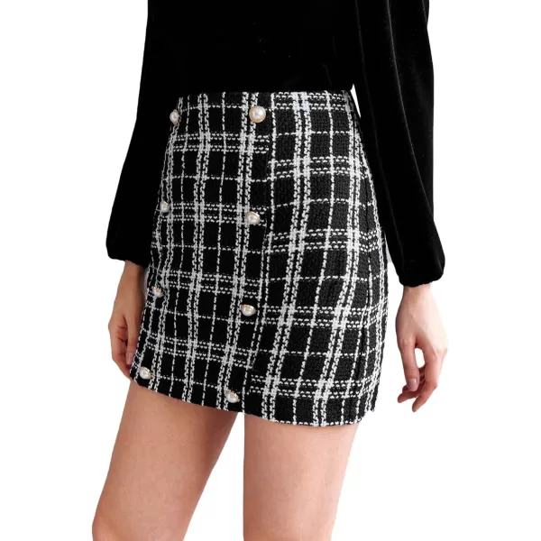WDIRARA Women's Mid Waist Above Knee Casual Plaid Mini Skirt