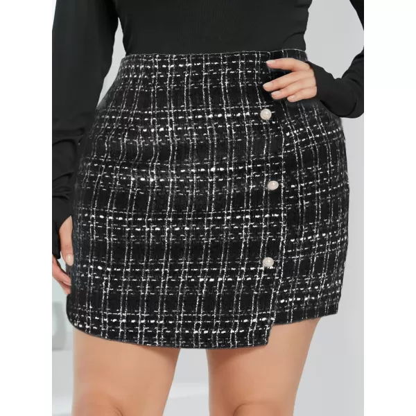 WDIRARA Women's Mid Waist Above Knee Casual Plaid Mini Skirt