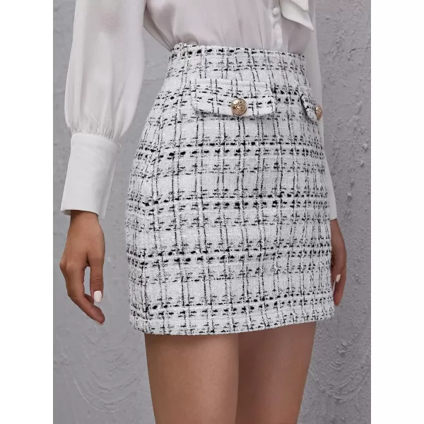 WDIRARA Women's Mid Waist Above Knee Casual Plaid Mini Skirt