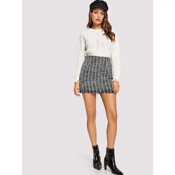 WDIRARA Women's Mid Waist Above Knee Casual Plaid Mini Skirt