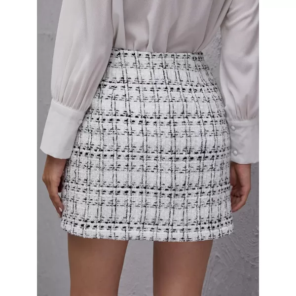 WDIRARA Women's Mid Waist Above Knee Casual Plaid Mini Skirt