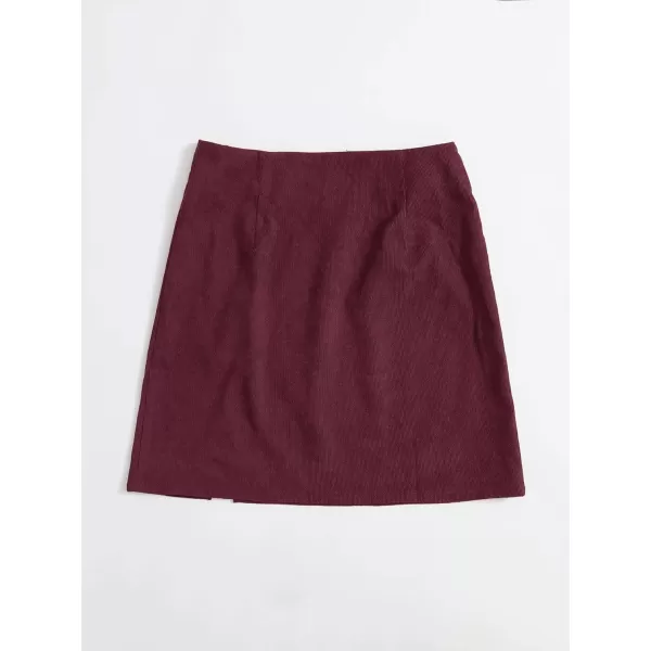 WDIRARA Women's Mid Waist Corduroy A-line Slim fit Button Casual Mini Skirt