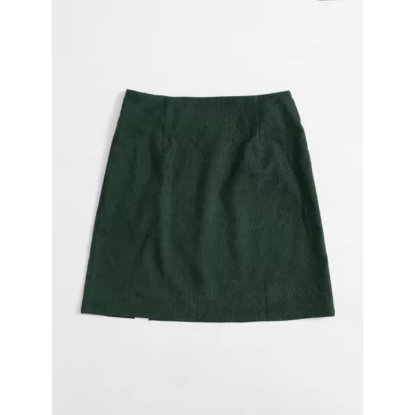 WDIRARA Women's Mid Waist Corduroy A-line Slim fit Button Casual Mini Skirt