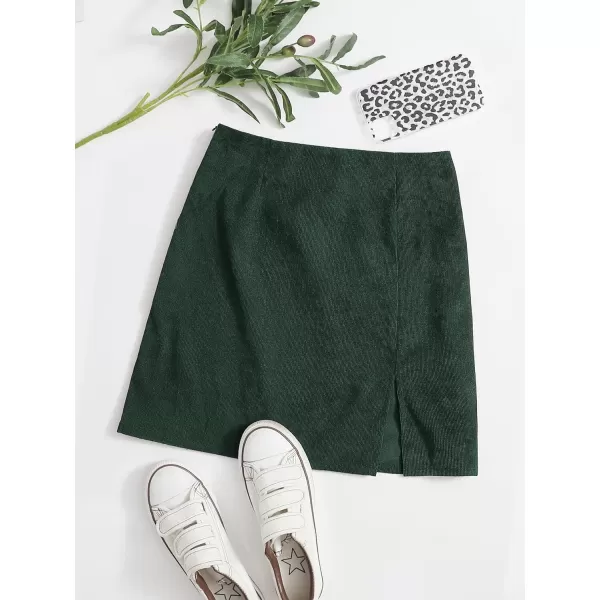 WDIRARA Women's Mid Waist Corduroy A-line Slim fit Button Casual Mini Skirt