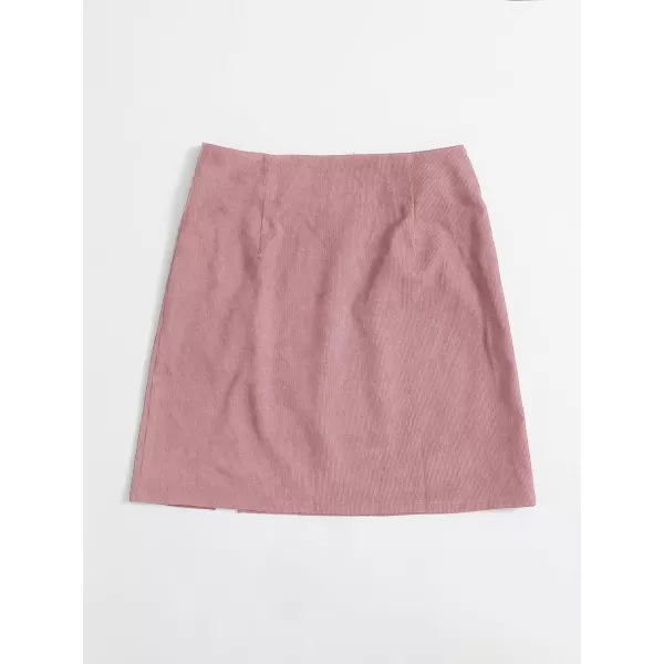WDIRARA Women's Mid Waist Corduroy A-line Slim fit Button Casual Mini Skirt