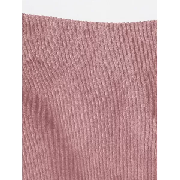 WDIRARA Women's Mid Waist Corduroy A-line Slim fit Button Casual Mini Skirt