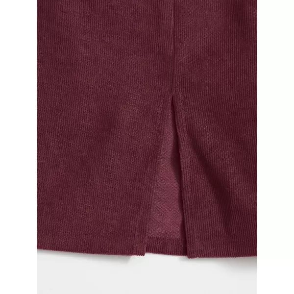 WDIRARA Women's Mid Waist Corduroy A-line Slim fit Button Casual Mini Skirt