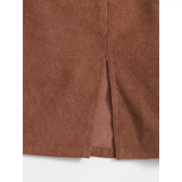 WDIRARA Women's Mid Waist Corduroy A-line Slim fit Button Casual Mini Skirt