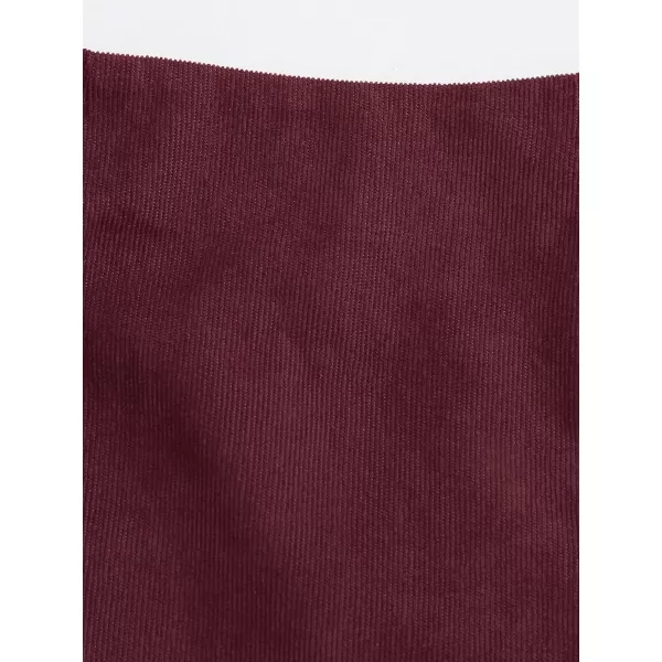 WDIRARA Women's Mid Waist Corduroy A-line Slim fit Button Casual Mini Skirt