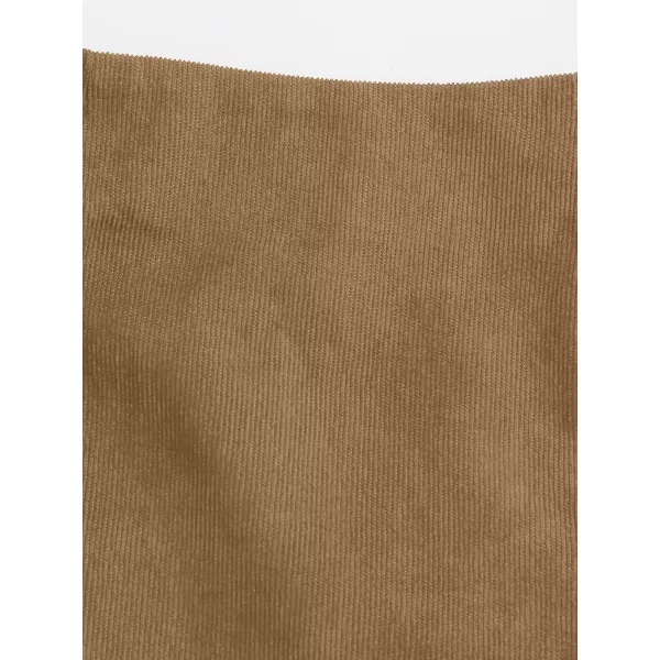 WDIRARA Women's Mid Waist Corduroy A-line Slim fit Button Casual Mini Skirt