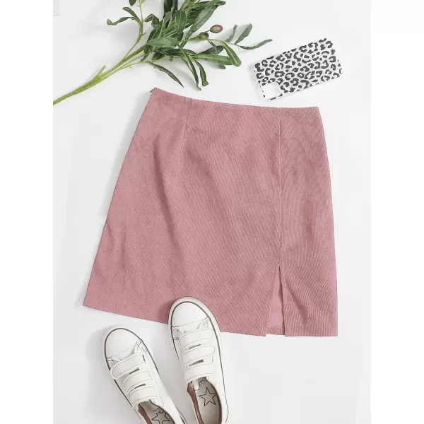 WDIRARA Women's Mid Waist Corduroy A-line Slim fit Button Casual Mini Skirt