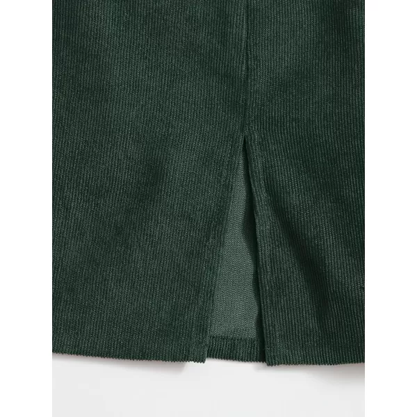 WDIRARA Women's Mid Waist Corduroy A-line Slim fit Button Casual Mini Skirt