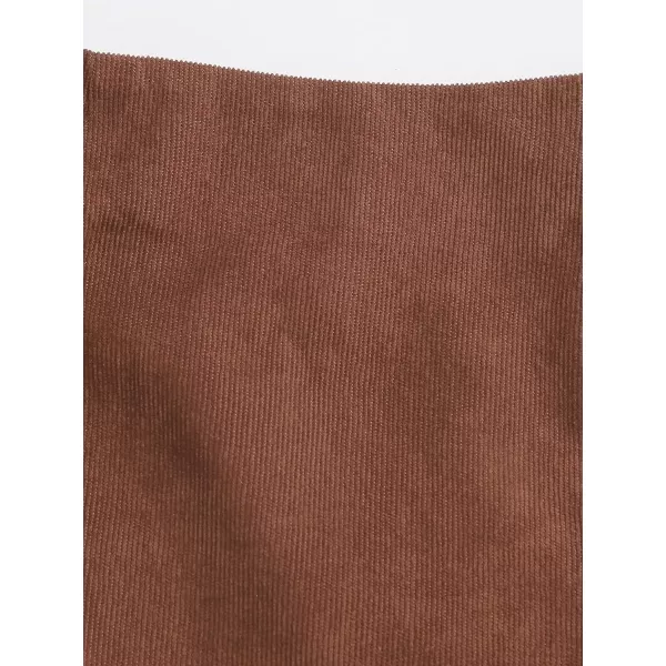 WDIRARA Women's Mid Waist Corduroy A-line Slim fit Button Casual Mini Skirt